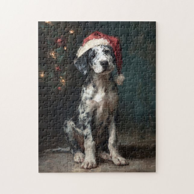 Quebra-cabeça Pintura de Natal de Cachorro Catahoula Leopard Dog (Vertical)