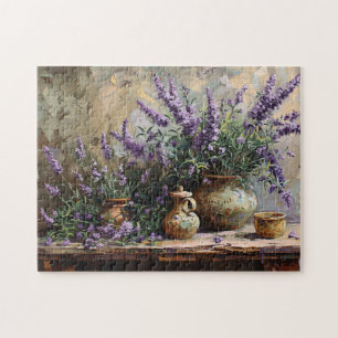 Quebra-cabeça Pintura De Óleo Botânico De Lavanda Potente