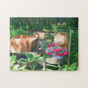 Quebra-cabeça Pintura de óleo de arranjo de jardim da Flor