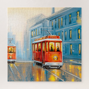 Quebra-cabeça Pintura de óleo de elétrico de cidade antiga