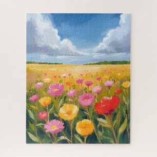 Quebra-cabeça Pintura de Paisagem Campo de Flores Natureza