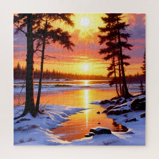 Quebra-cabeça pintura de paisagem por sol (Vertical)