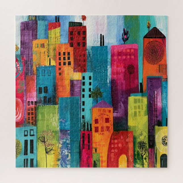 Quebra-cabeça Pintura de Paisagem Urbana Abstrata (Vertical)