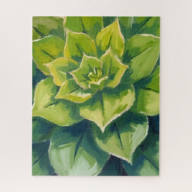 Quebra-cabeça Pintura de Planta Suculenta Verde (Vertical)
