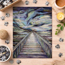 Pintura de Ponte de Madeira em Paisagem Escandinav