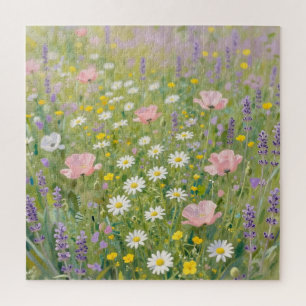 Quebra-cabeça Pintura de Prado de Flores Silvestres Pastel