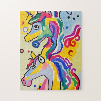 Quebra-cabeça Pintura de Retrato Colorida Abstrato Unicorn