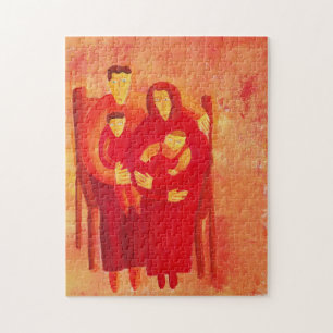 Quebra-cabeça Pintura de Retrato Contemporâneo Assentada na Fam