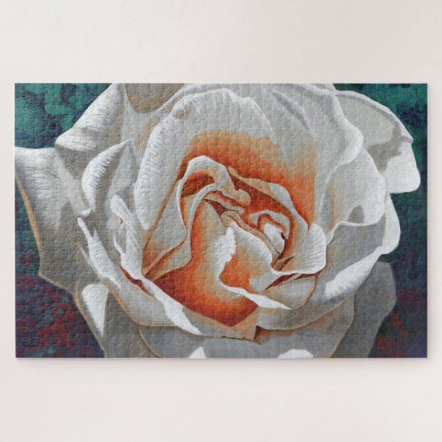 Quebra-cabeça Pintura de Rosa Branca (Horizontal)