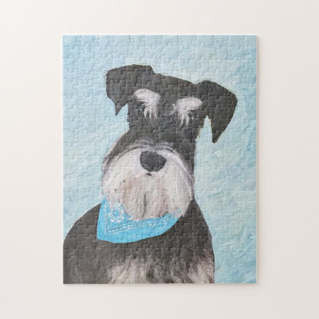 Quebra-cabeça Pintura de Schnauzer (Miniatura) - Cachorro Origin (Vertical)