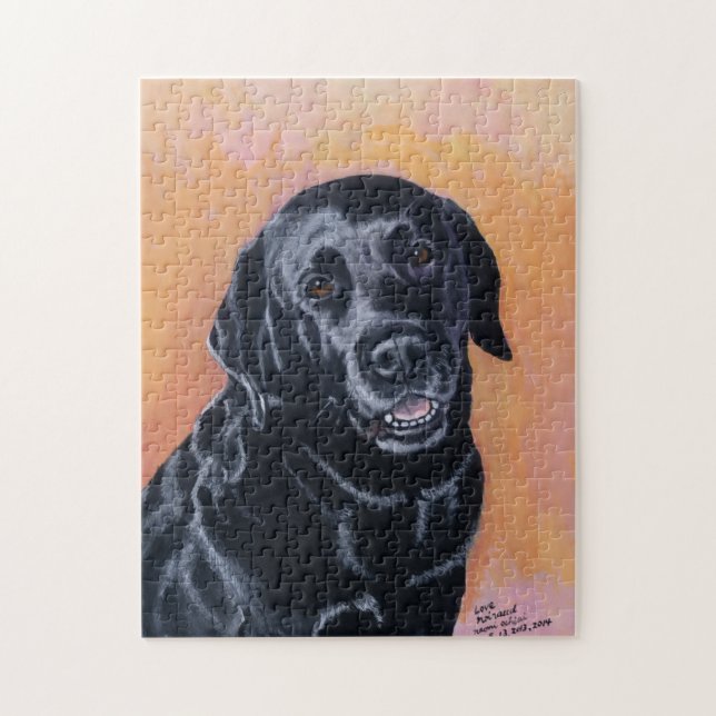 Quebra-cabeça Pintura de sorriso Black Labrador (Vertical)
