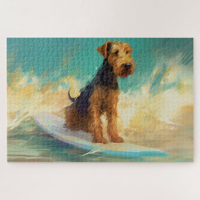 Quebra-cabeça Pintura de Surf da Praia de Airedale (Horizontal)