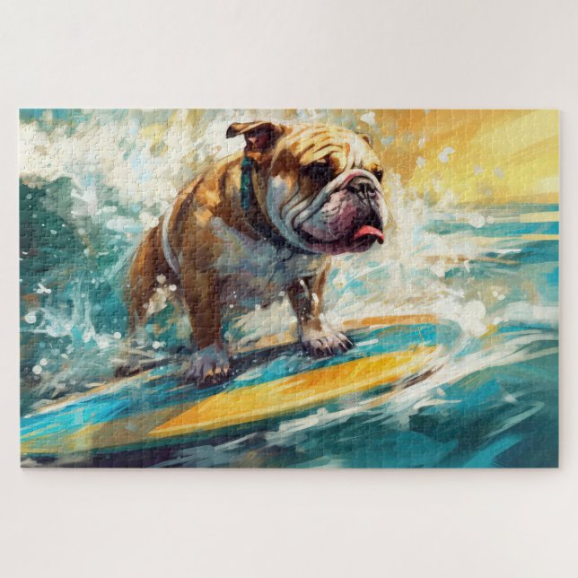 Quebra-cabeça Pintura de Surf da Praia do Bulldog (Horizontal)