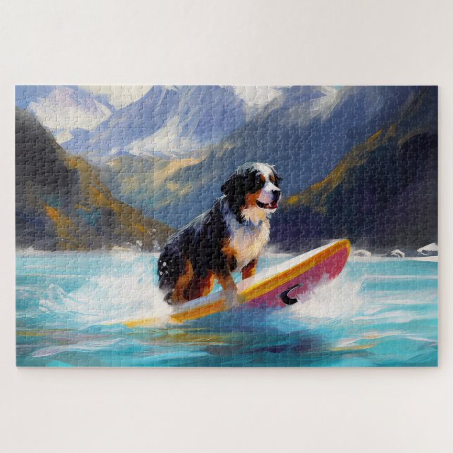 Quebra-cabeça Pintura de Surf na Praia da Montanha de Berna (Horizontal)