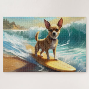 Quebra-cabeça Pintura de Surf na Praia de Chihuahua