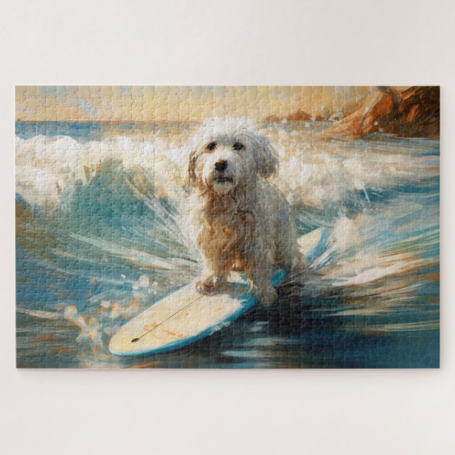 Quebra-cabeça Pintura de Surf na Praia do Coton De Tulear (Horizontal)