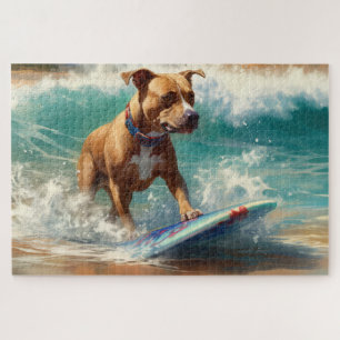 Quebra-cabeça Pintura de Surf na Praia do Staffordshire American