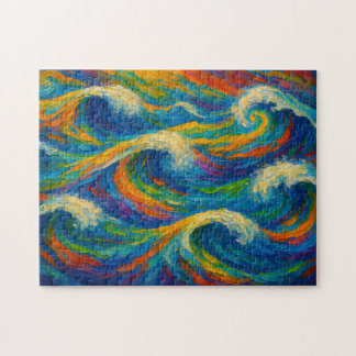 Quebra-cabeça Pintura de Textura Ondas Coloridas