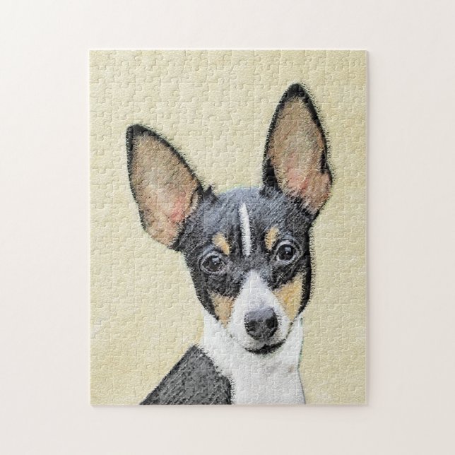 Quebra-cabeça Pintura de Toy Fox Terrier - Arte de Cachorro Orig (Vertical)