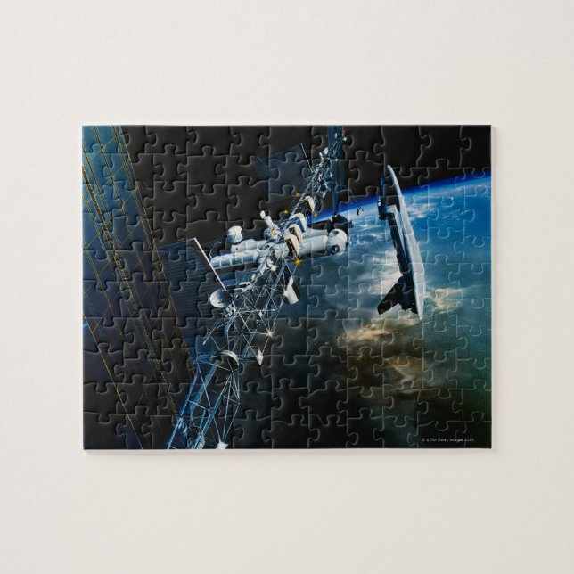 Quebra-cabeça Pintura de uma estação espacial acima da Terra (Horizontal)