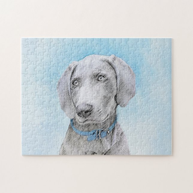Quebra-cabeça Pintura de Weimaraner - Arte de Cachorro Original (Horizontal)