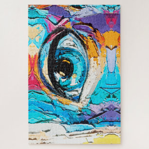 Quebra-cabeça Pintura Digital Abstrata a Óleo de Olhos Bonitos
