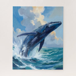 Quebra-cabeça Pintura do Animal Marinho Baleia Azul