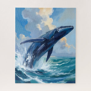 Quebra-cabeça Pintura do Animal Marinho Baleia Azul