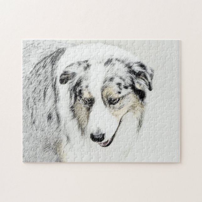 Quebra-cabeça Pintura do Australian Shepherd - Arte Original de  (Horizontal)