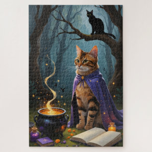 Quebra-cabeça Pintura do Dia das Bruxas de Gato Bengala