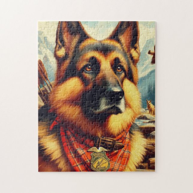 Quebra-cabeça Pintura do German shepherd Vintage (Vertical)