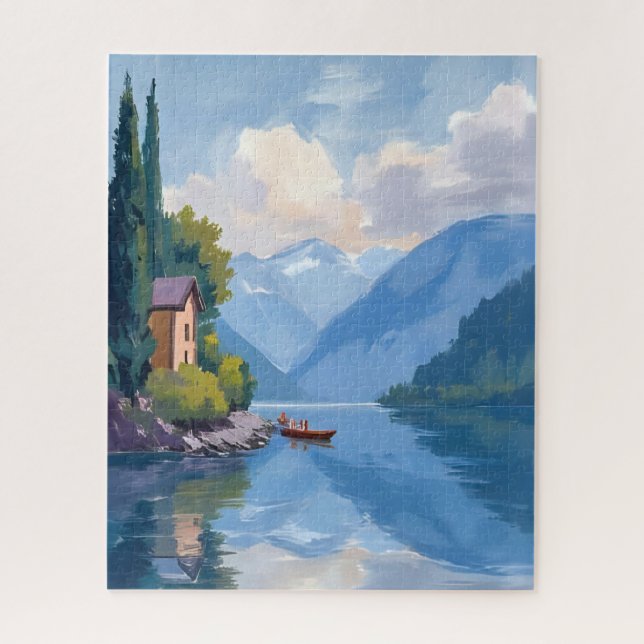 Quebra-cabeça Pintura do Lago de Como, Itália (Vertical)
