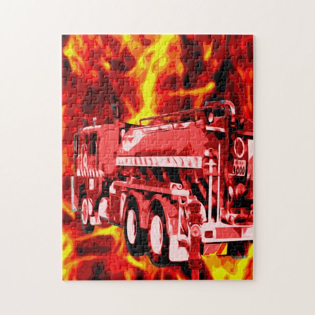 Quebra-cabeça Pintura Do Óleo Do Motor De Fogo Vermelho, (Vertical)