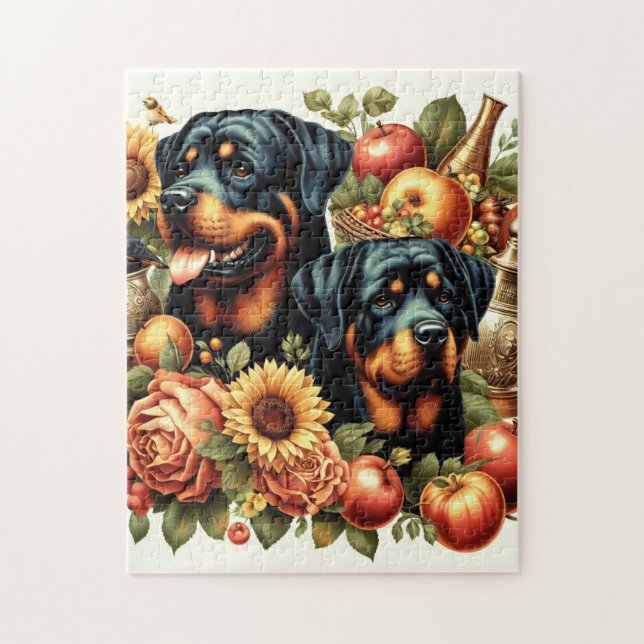 Quebra-cabeça Pintura do Rottweiler Retro (Vertical)