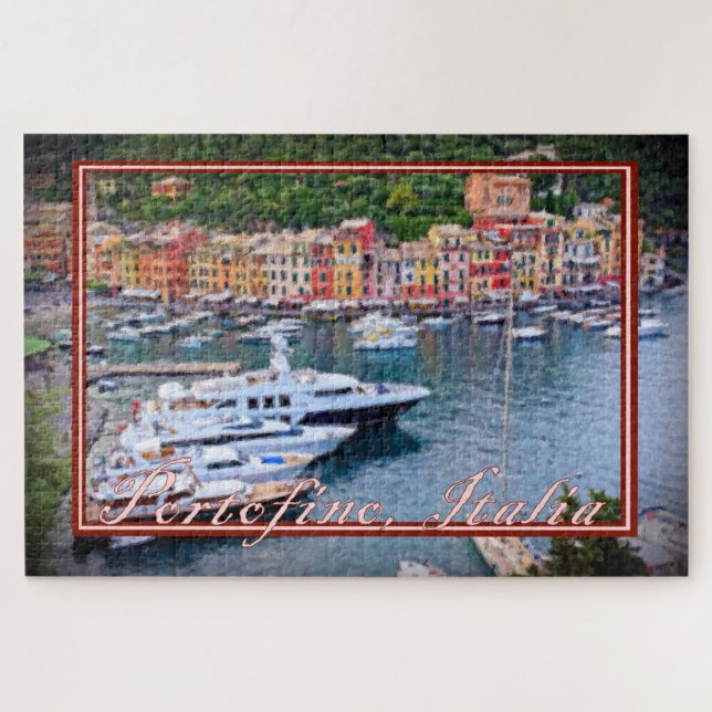 Quebra-cabeça Pintura dos iates de Portofino Itália - 20x30 (Horizontal)