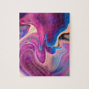 Quebra-cabeça Pintura em acrílico roxa e azul
