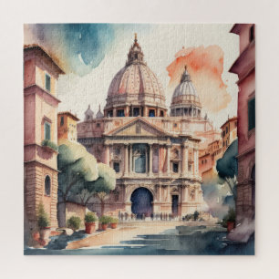 Quebra-cabeça Pintura em Aquarela da Cidade Antiga de Itália