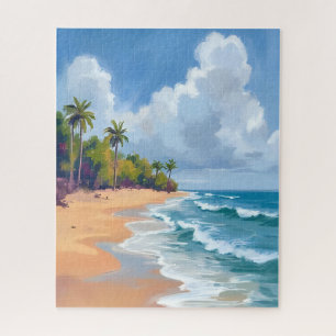 Quebra-cabeça Pintura em aquarela da costa do oceano no Havaí