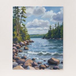 Quebra-cabeça Pintura em Aquarela da Margem do Lago Tahoe Tranqu