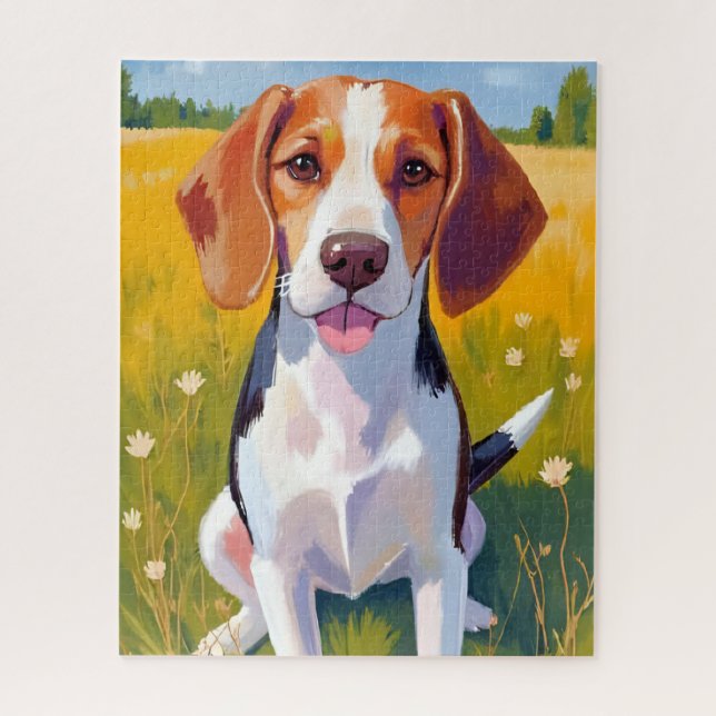Quebra-cabeça Pintura em Aquarela de Cachorro Beagle (Vertical)
