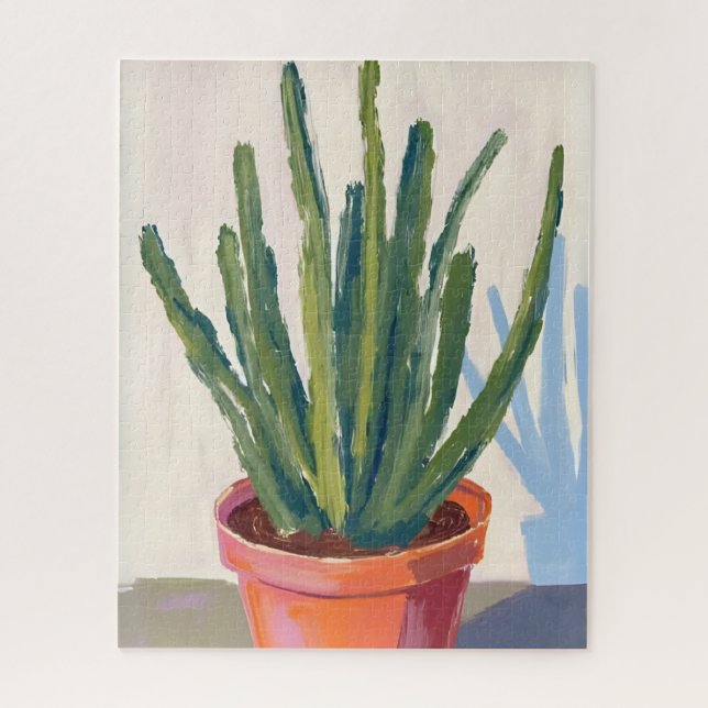 Quebra-cabeça Pintura em Aquarela de Cactos Verdes (Vertical)
