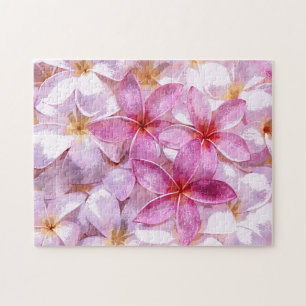 Quebra-cabeça Pintura em Aquarela de Flor de Plumeria Havaiana