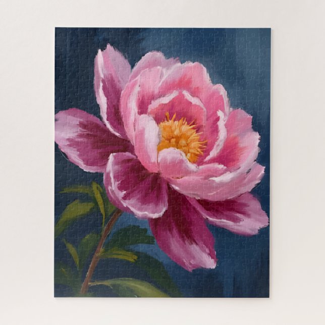 Quebra-cabeça Pintura em Aquarela de Flor Rosa (Vertical)