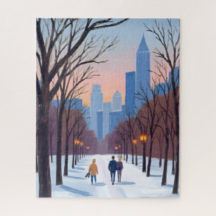 Quebra-cabeça Pintura em Aquarela de Inverno do Boston Common