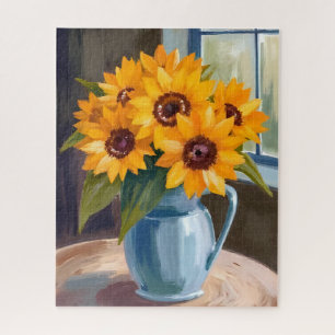Quebra-cabeça Pintura em Aquarela Floral de Buquê de Girassóis
