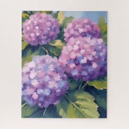 Quebra-cabeça Pintura em Aquarela Floral Hortênsias Roxas