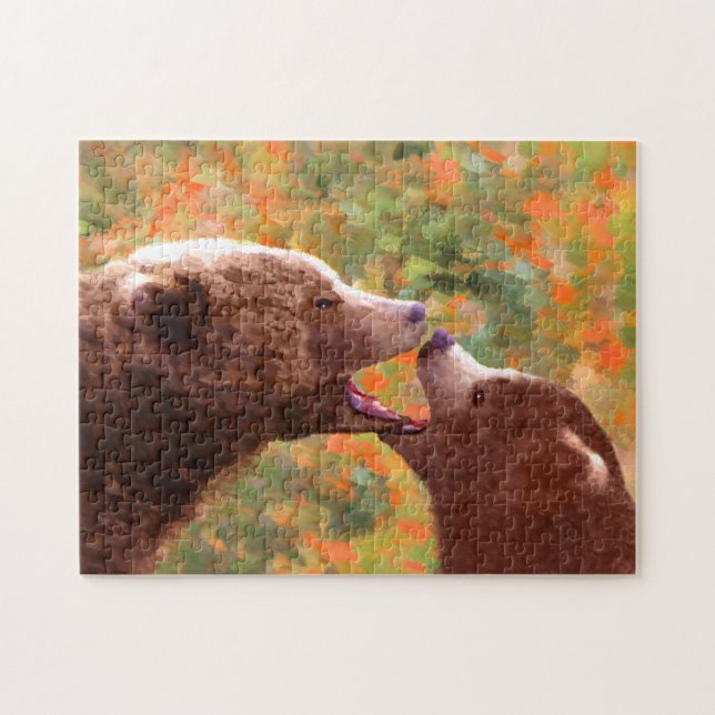 Quebra-cabeça Pintura em Cubo e Mãe de Urso Grizzly - Arte da Vi (Horizontal)