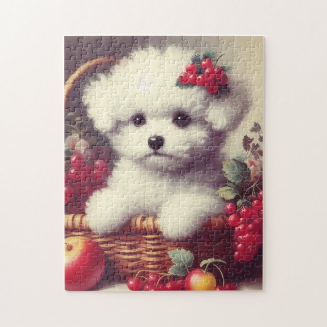 Quebra-cabeça Pintura em Cute Vintage Bichon Frisé (Vertical)