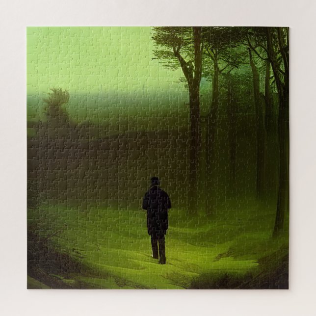 Quebra-cabeça Pintura em Floresta Verde Lubrificante (Vertical)
