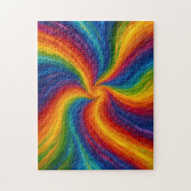 Quebra-cabeça Pintura em Textura de Redemoinhos de Arco-íris (Vertical)